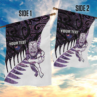 New Zealand Silver Fern Rugby Custom Garden Flag Go All Black Purple Maori Paua Shell LT14 - Polynesian Pride