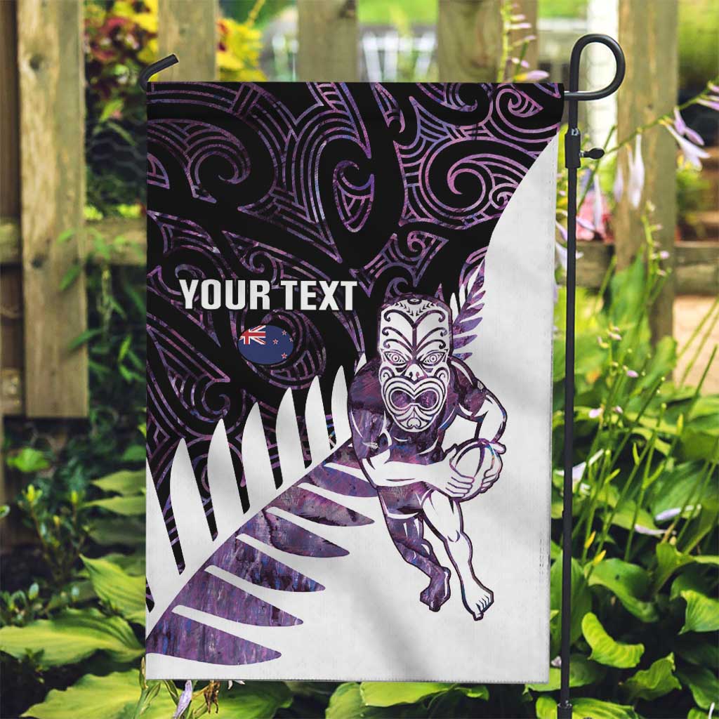 New Zealand Silver Fern Rugby Custom Garden Flag Go All Black Purple Maori Paua Shell LT14 Garden Flag Purple - Polynesian Pride