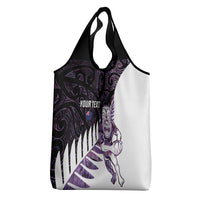 New Zealand Silver Fern Rugby Custom Grocery Bag Go All Black Purple Maori Paua Shell LT14 - Polynesian Pride