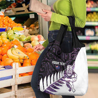 New Zealand Silver Fern Rugby Custom Grocery Bag Go All Black Purple Maori Paua Shell LT14 - Polynesian Pride