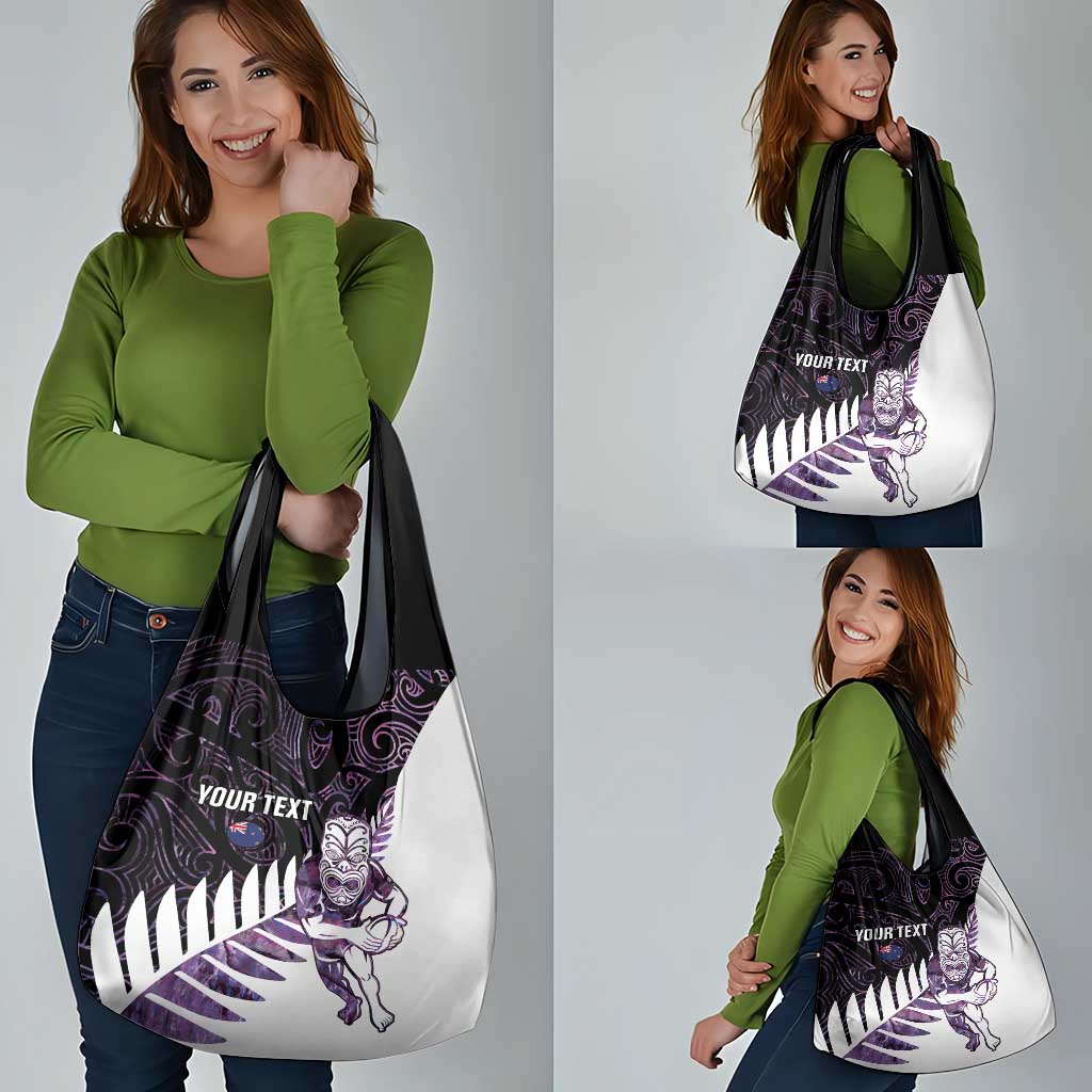 New Zealand Silver Fern Rugby Custom Grocery Bag Go All Black Purple Maori Paua Shell LT14 - Polynesian Pride