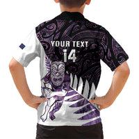 New Zealand Silver Fern Rugby Custom Hawaiian Shirt Go All Black Purple Maori Paua Shell LT14 - Polynesian Pride