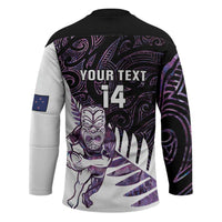 New Zealand Silver Fern Rugby Custom Hockey Jersey Go All Black Purple Maori Paua Shell LT14 - Polynesian Pride