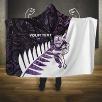 New Zealand Silver Fern Rugby Custom Hooded Blanket Go All Black Purple Maori Paua Shell LT14 - Polynesian Pride