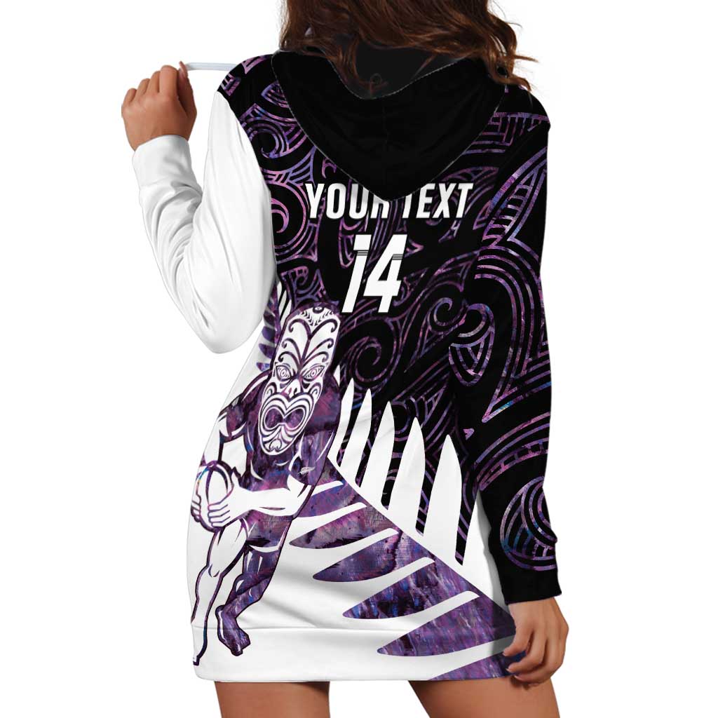 New Zealand Silver Fern Rugby Custom Hoodie Dress Go All Black Purple Maori Paua Shell LT14 - Polynesian Pride