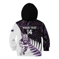 New Zealand Silver Fern Rugby Custom Kid Hoodie Go All Black Purple Maori Paua Shell LT14 - Polynesian Pride