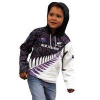 New Zealand Silver Fern Rugby Custom Kid Hoodie Go All Black Purple Maori Paua Shell LT14 - Polynesian Pride