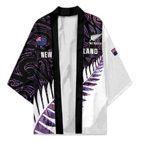 New Zealand Silver Fern Rugby Custom Kimono Go All Black Purple Maori Paua Shell LT14 Unisex Purple - Polynesian Pride