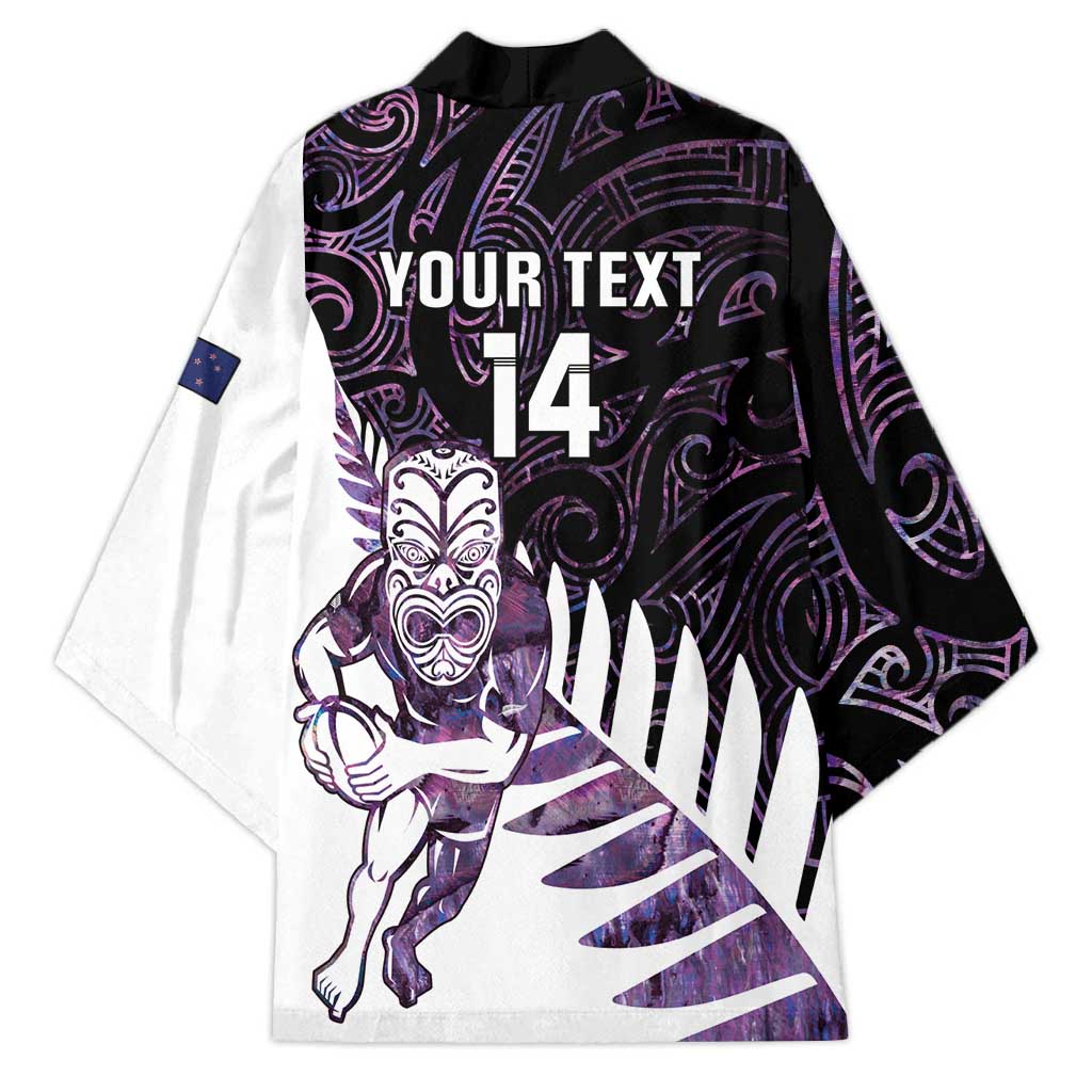 New Zealand Silver Fern Rugby Custom Kimono Go All Black Purple Maori Paua Shell LT14 - Polynesian Pride
