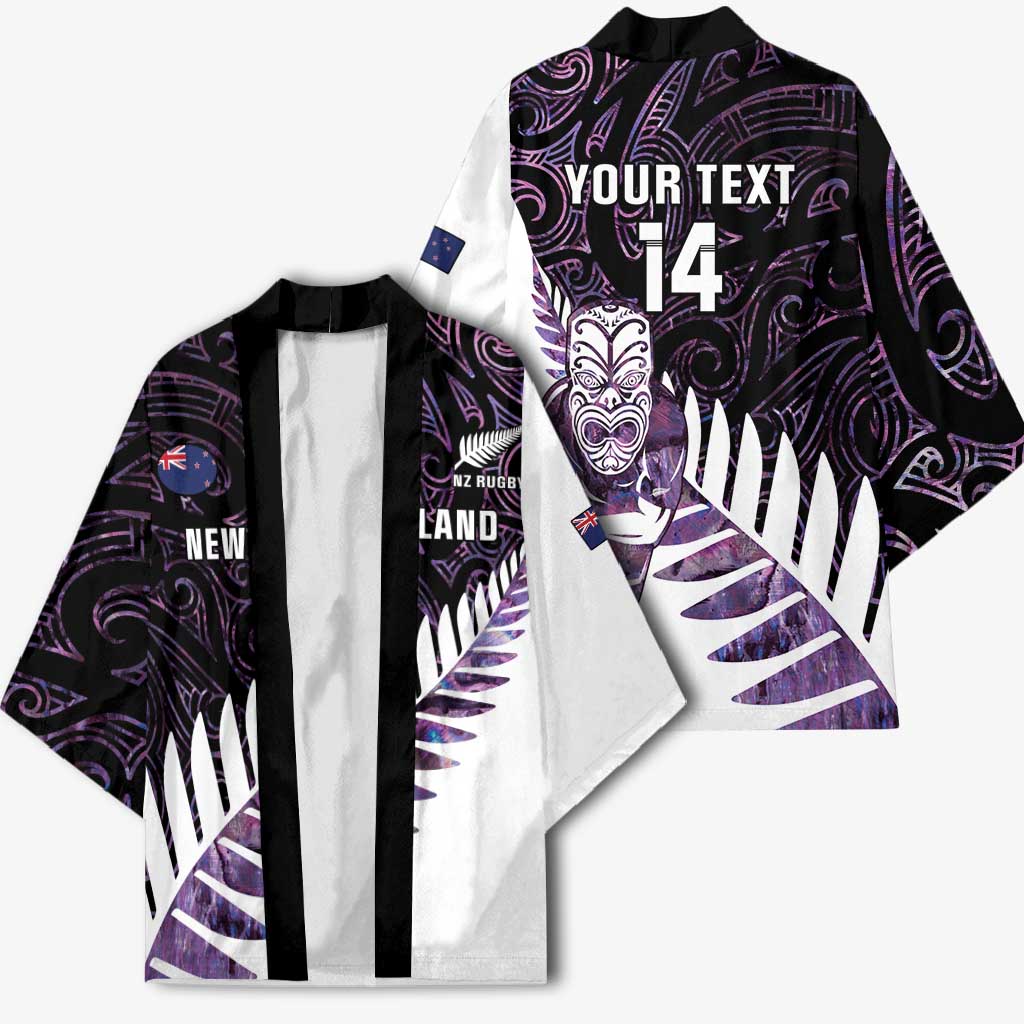 New Zealand Silver Fern Rugby Custom Kimono Go All Black Purple Maori Paua Shell LT14 - Polynesian Pride