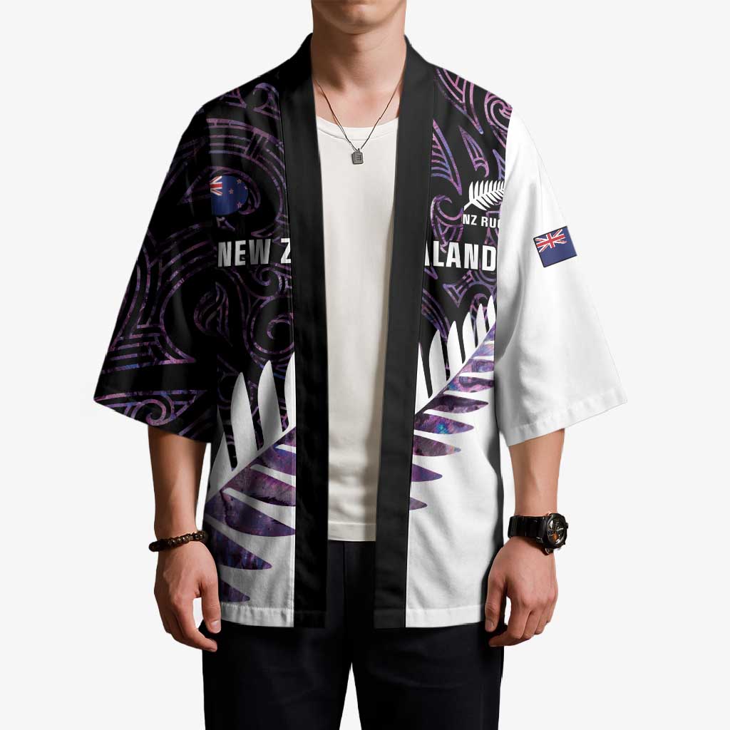 New Zealand Silver Fern Rugby Custom Kimono Go All Black Purple Maori Paua Shell LT14 - Polynesian Pride