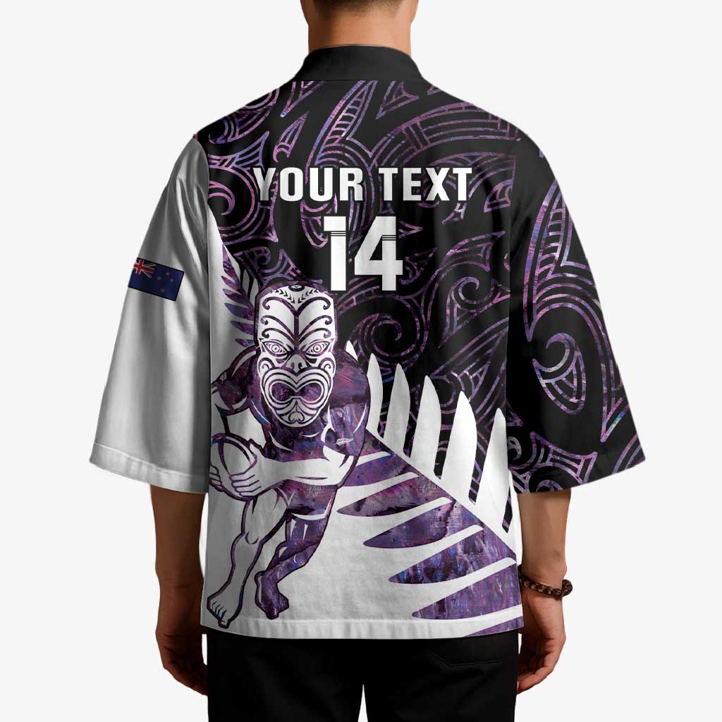 New Zealand Silver Fern Rugby Custom Kimono Go All Black Purple Maori Paua Shell LT14 - Polynesian Pride