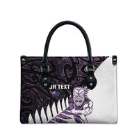 New Zealand Silver Fern Rugby Custom Leather Bag Go All Black Purple Maori Paua Shell LT14 - Polynesian Pride