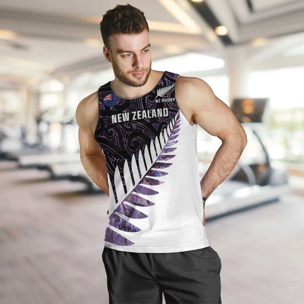 New Zealand Silver Fern Rugby Custom Men Tank Top Go All Black Purple Maori Paua Shell LT14 Purple - Polynesian Pride