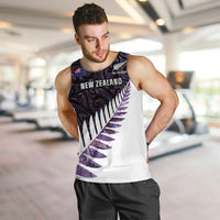 New Zealand Silver Fern Rugby Custom Men Tank Top Go All Black Purple Maori Paua Shell LT14 Purple - Polynesian Pride