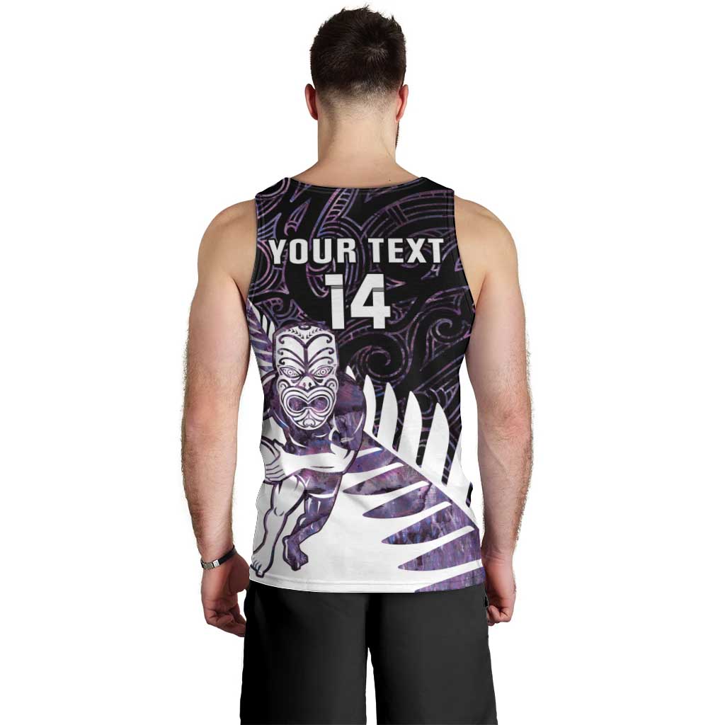 New Zealand Silver Fern Rugby Custom Men Tank Top Go All Black Purple Maori Paua Shell LT14 - Polynesian Pride