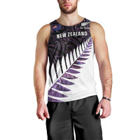 New Zealand Silver Fern Rugby Custom Men Tank Top Go All Black Purple Maori Paua Shell LT14 - Polynesian Pride