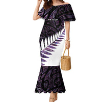 New Zealand Silver Fern Rugby Custom Mermaid Dress Go All Black Purple Maori Paua Shell LT14 Women Purple - Polynesian Pride
