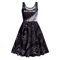New Zealand Silver Fern Rugby Custom Midi Dress Go All Black Purple Maori Paua Shell LT14 Purple - Polynesian Pride