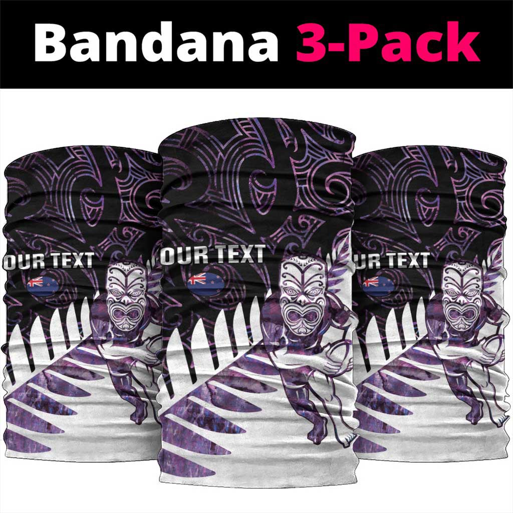 New Zealand Silver Fern Rugby Custom Neck Gaiter Go All Black Purple Maori Paua Shell LT14 package One Size: 25*50cm Purple - Polynesian Pride