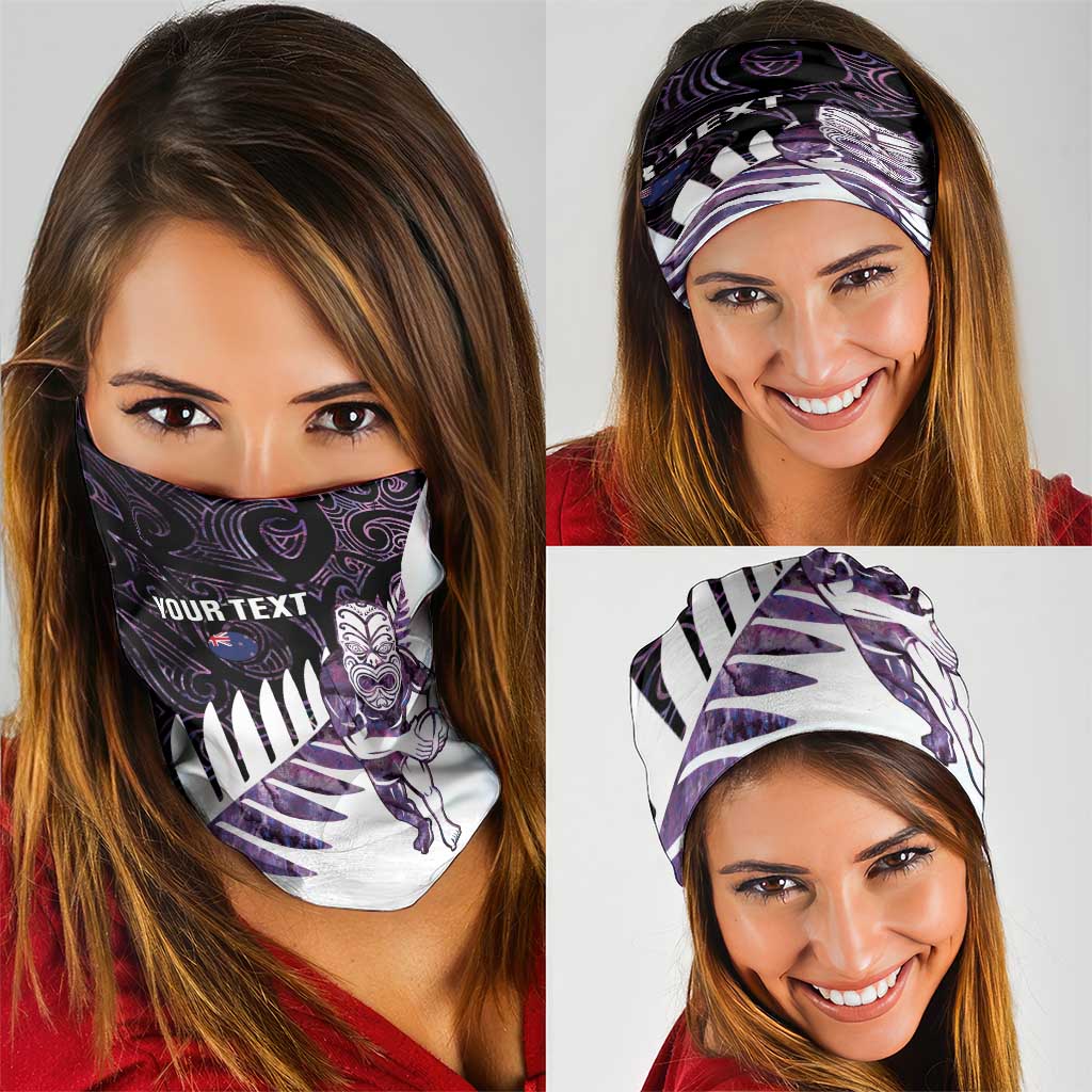 New Zealand Silver Fern Rugby Custom Neck Gaiter Go All Black Purple Maori Paua Shell LT14 - Polynesian Pride