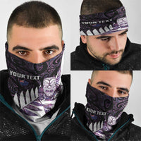 New Zealand Silver Fern Rugby Custom Neck Gaiter Go All Black Purple Maori Paua Shell LT14 - Polynesian Pride