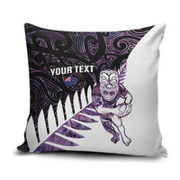 New Zealand Silver Fern Rugby Custom Pillow Cover Go All Black Purple Maori Paua Shell - Polynesian Pride