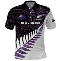 New Zealand Silver Fern Rugby Custom Polo Shirt Go All Black Purple Maori Paua Shell LT14 Purple - Polynesian Pride