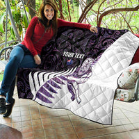 New Zealand Silver Fern Rugby Custom Quilt Go All Black Purple Maori Paua Shell - Polynesian Pride