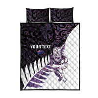 New Zealand Silver Fern Rugby Custom Quilt Bed Set Go All Black Purple Maori Paua Shell LT14 - Polynesian Pride