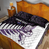 New Zealand Silver Fern Rugby Custom Quilt Bed Set Go All Black Purple Maori Paua Shell LT14 - Polynesian Pride