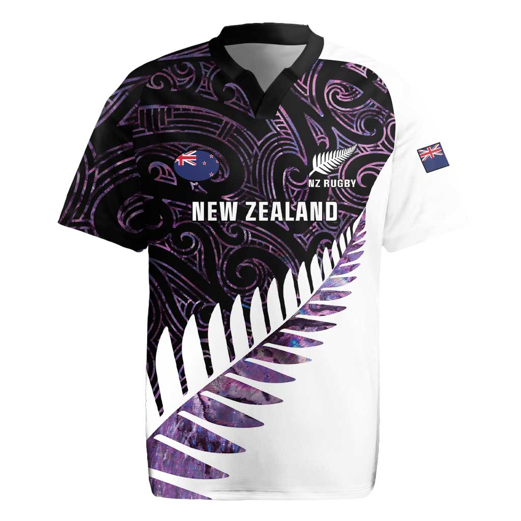 New Zealand Silver Fern Rugby Custom Rugby Jersey Go All Black Purple Maori Paua Shell LT14 Purple - Polynesian Pride