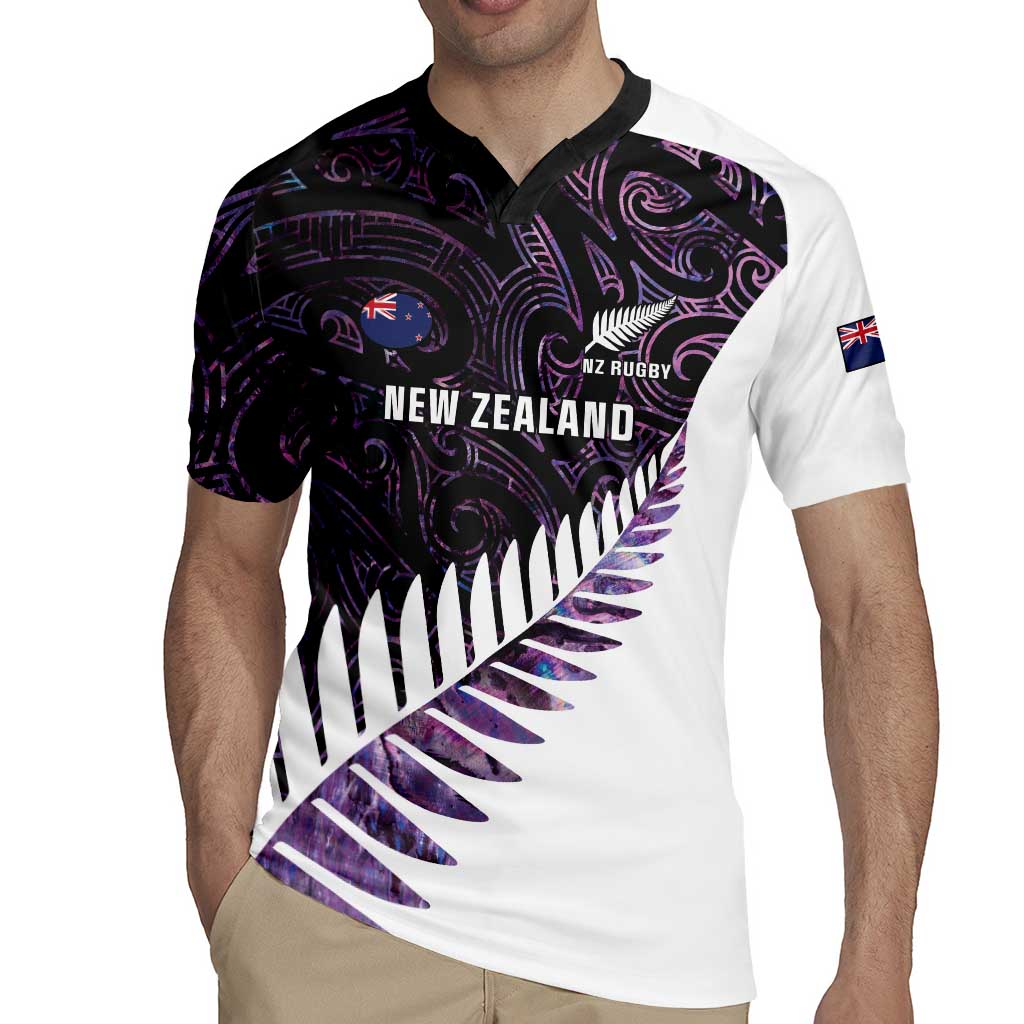 New Zealand Silver Fern Rugby Custom Rugby Jersey Go All Black Purple Maori Paua Shell LT14 - Polynesian Pride