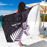 New Zealand Silver Fern Rugby Custom Sarong Go All Black Purple Maori Paua Shell LT14 One Size 44 x 66 inches Purple - Polynesian Pride