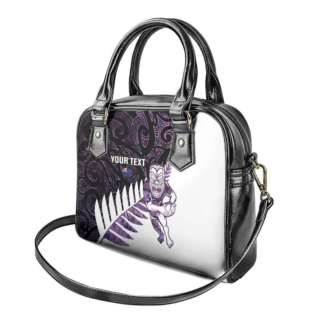 New Zealand Silver Fern Rugby Custom Shoulder Handbag Go All Black Purple Maori Paua Shell LT14 - Polynesian Pride