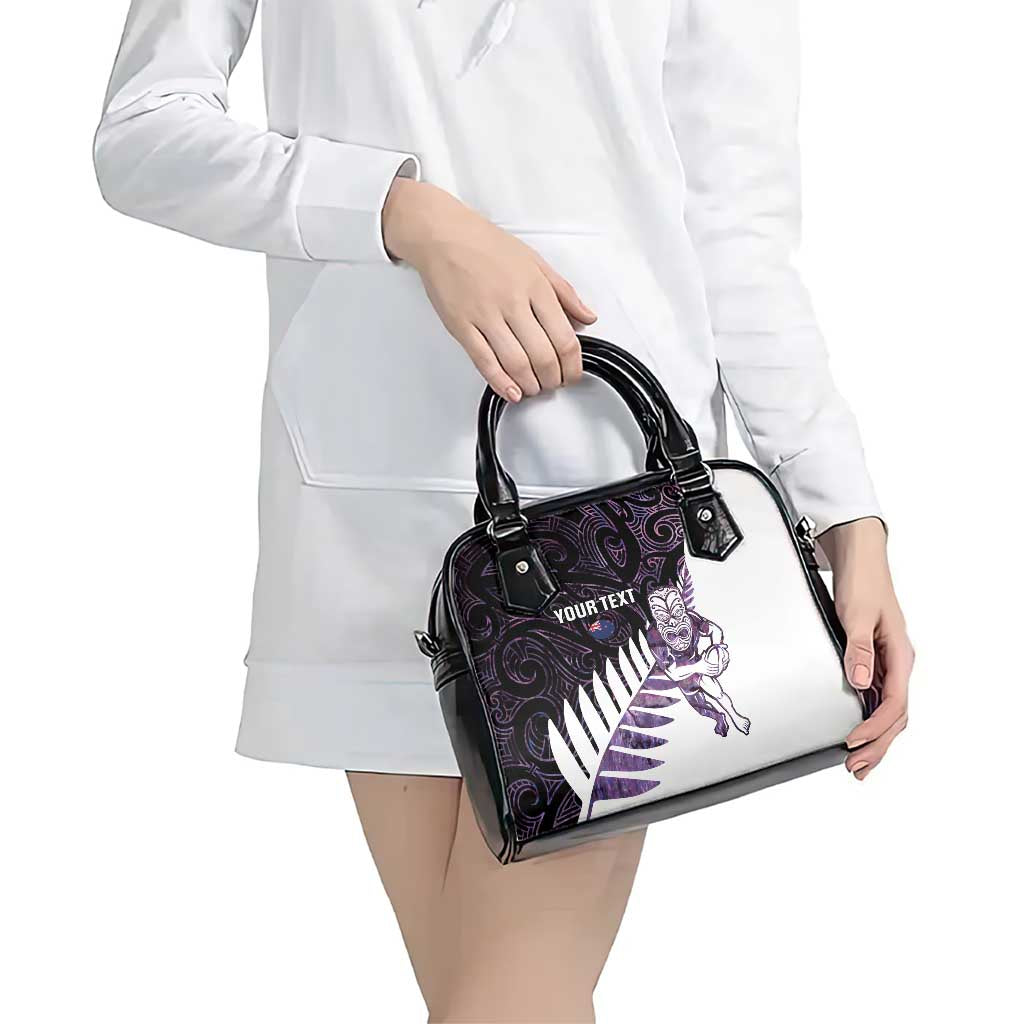 New Zealand Silver Fern Rugby Custom Shoulder Handbag Go All Black Purple Maori Paua Shell LT14 - Polynesian Pride