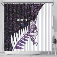 New Zealand Silver Fern Rugby Custom Shower Curtain Go All Black Purple Maori Paua Shell LT14 - Polynesian Pride