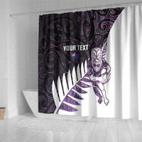 New Zealand Silver Fern Rugby Custom Shower Curtain Go All Black Purple Maori Paua Shell LT14 - Polynesian Pride