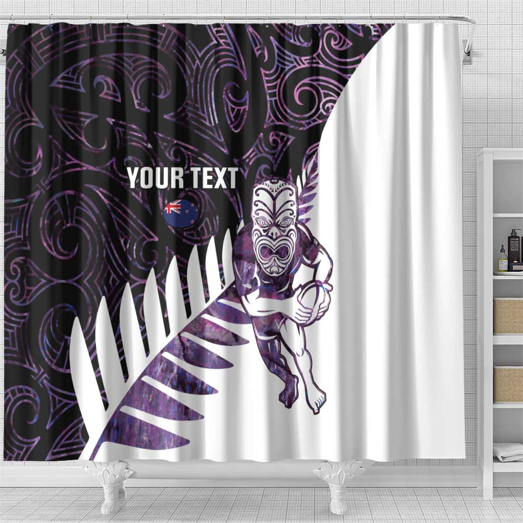 New Zealand Silver Fern Rugby Custom Shower Curtain Go All Black Purple Maori Paua Shell LT14 - Polynesian Pride