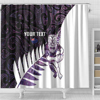 New Zealand Silver Fern Rugby Custom Shower Curtain Go All Black Purple Maori Paua Shell LT14 - Polynesian Pride