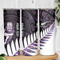 New Zealand Silver Fern Rugby Custom Skinny Tumbler Go All Black Purple Maori Paua Shell LT14 - Polynesian Pride