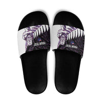 New Zealand Silver Fern Rugby Custom Slide Sandals Go All Black Purple Maori Paua Shell LT14 Purple - Polynesian Pride