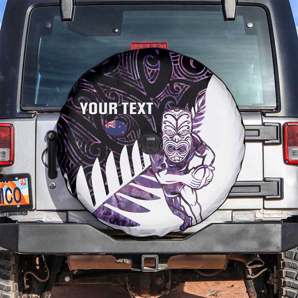 New Zealand Silver Fern Rugby Custom Spare Tire Cover Go All Black Purple Maori Paua Shell LT14 Purple - Polynesian Pride