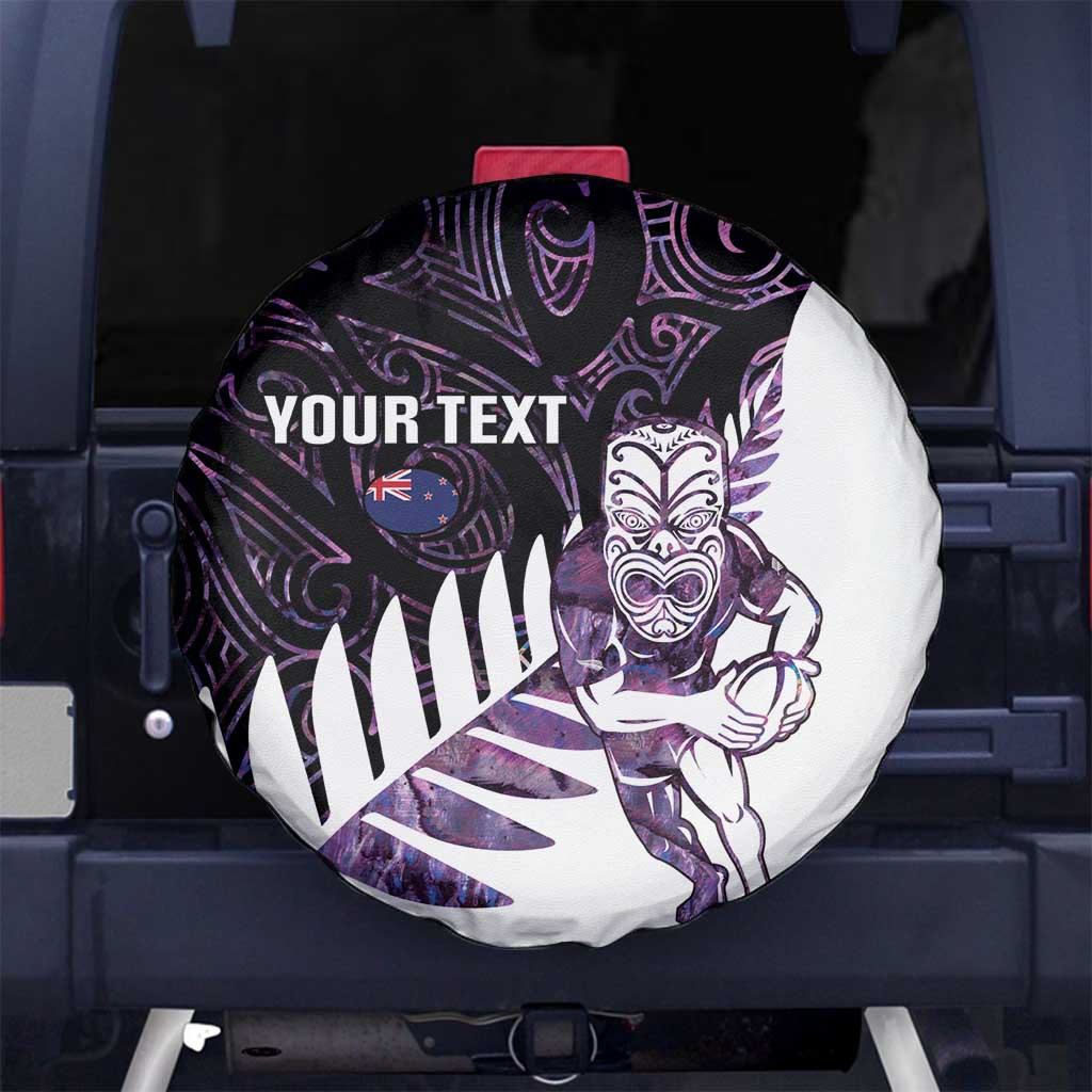 New Zealand Silver Fern Rugby Custom Spare Tire Cover Go All Black Purple Maori Paua Shell LT14 No hole Purple - Polynesian Pride