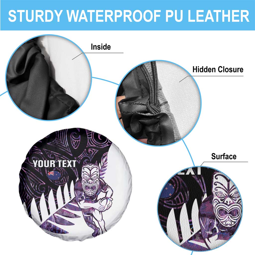 New Zealand Silver Fern Rugby Custom Spare Tire Cover Go All Black Purple Maori Paua Shell LT14 - Polynesian Pride