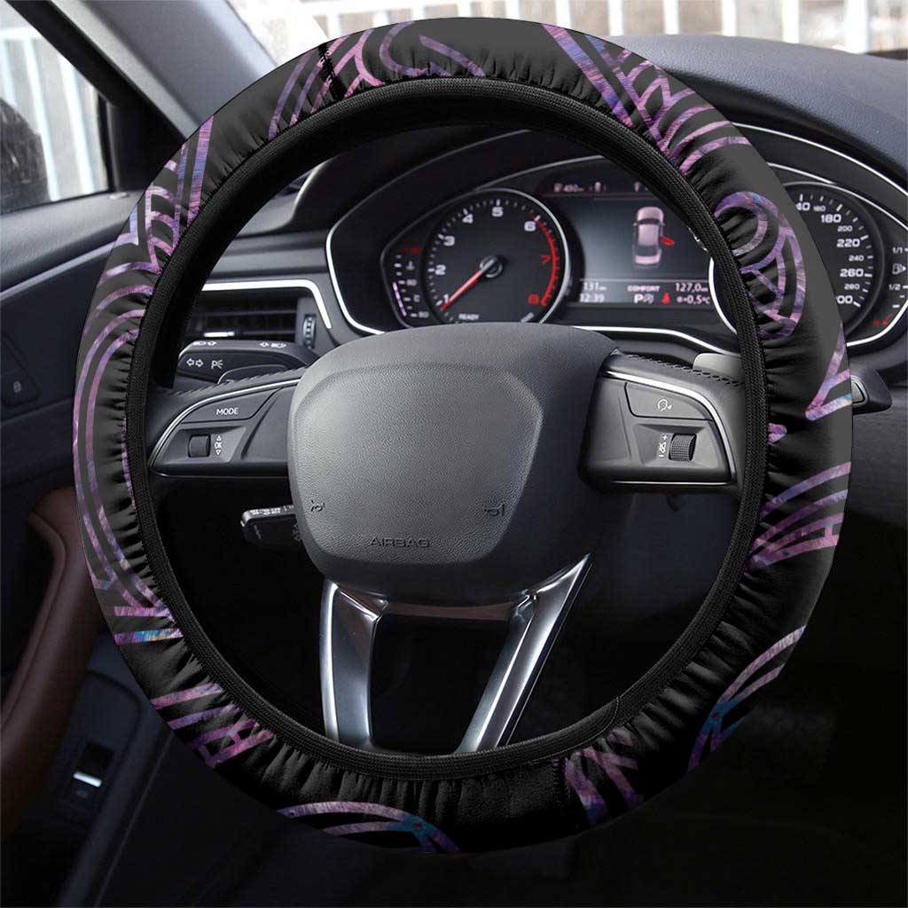 New Zealand Silver Fern Rugby Steering Wheel Cover Go All Black Purple Maori Paua Shell LT14 - Polynesian Pride