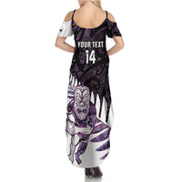 New Zealand Silver Fern Rugby Custom Summer Maxi Dress Go All Black Purple Maori Paua Shell LT14 - Polynesian Pride