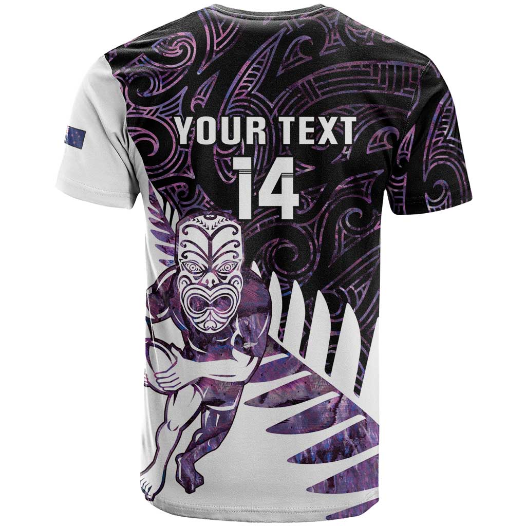 New Zealand Silver Fern Rugby Custom T Shirt Go All Black Purple Maori Paua Shell LT14 - Polynesian Pride