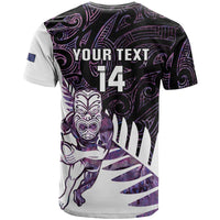 New Zealand Silver Fern Rugby Custom T Shirt Go All Black Purple Maori Paua Shell LT14 - Polynesian Pride