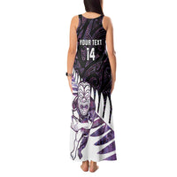New Zealand Silver Fern Rugby Custom Tank Maxi Dress Go All Black Purple Maori Paua Shell LT14 - Polynesian Pride